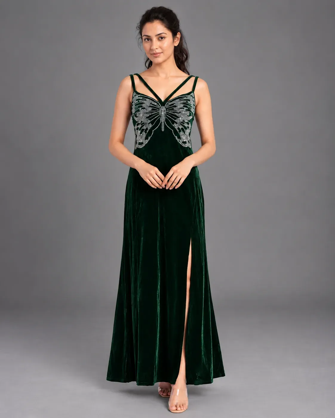 Embellished Velvet Slip Dress — Party Wear from GoGurll