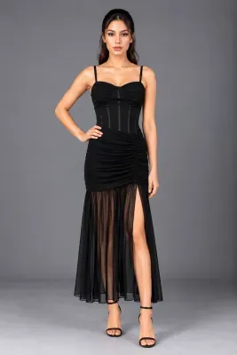 Midnight Muse Ruched Corset Maxi Dress — Party Wear from GoGurll