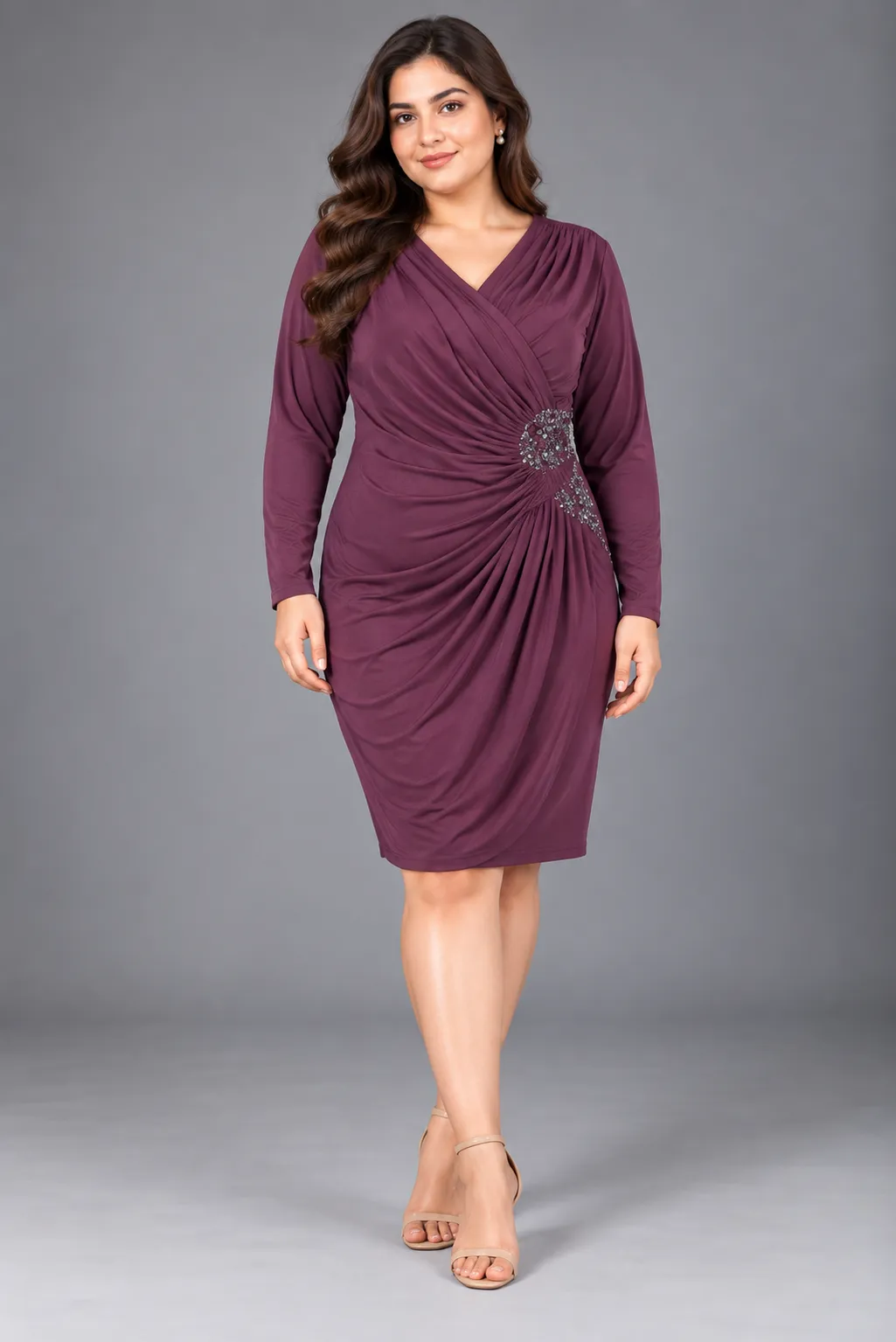 Ruched Embellished Midi Dress — Party Wear from GoGurll