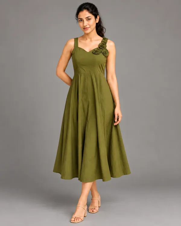 sleeveless a line midi dress