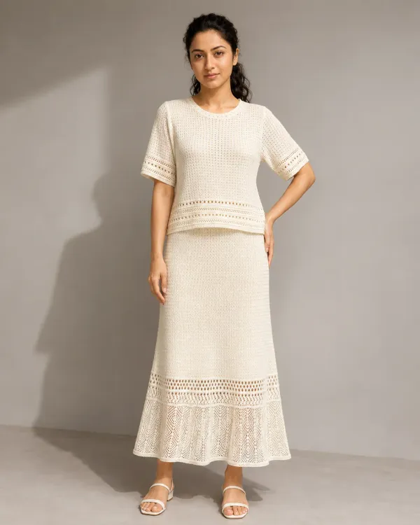 crochet knit top & skirt set