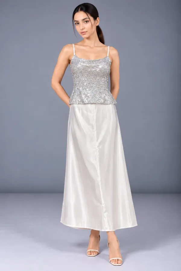 Celeste Sequin Camisole & Satin Maxi Skirt Set