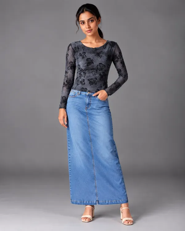 Butterfly Mesh Full-Sleeve Top