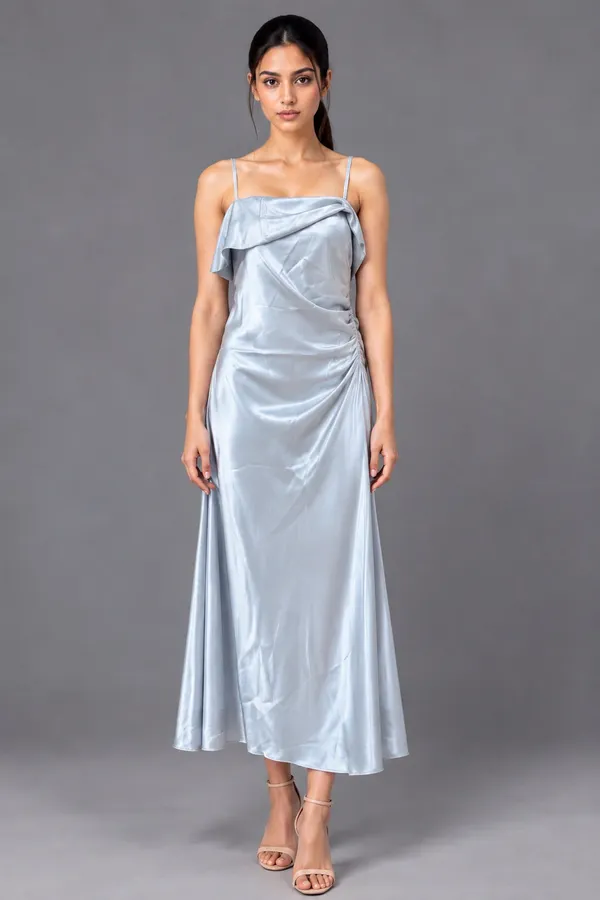 luna draped satin dress