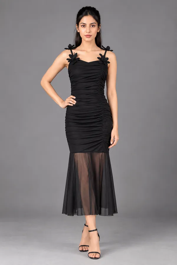 Ruched Mesh Dress