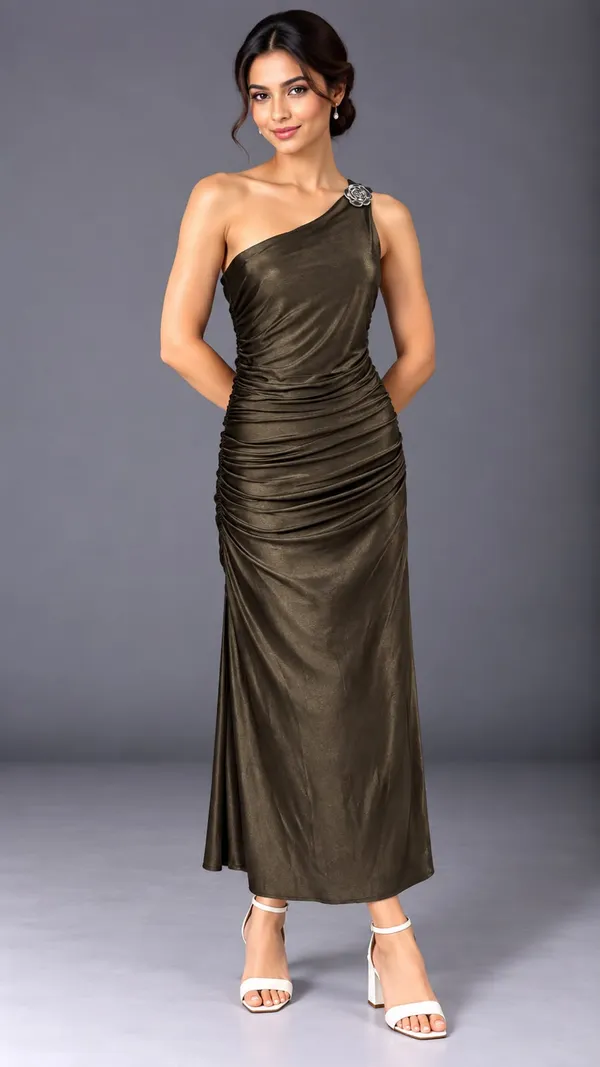 One-Shoulder Luxe Ruched Dress